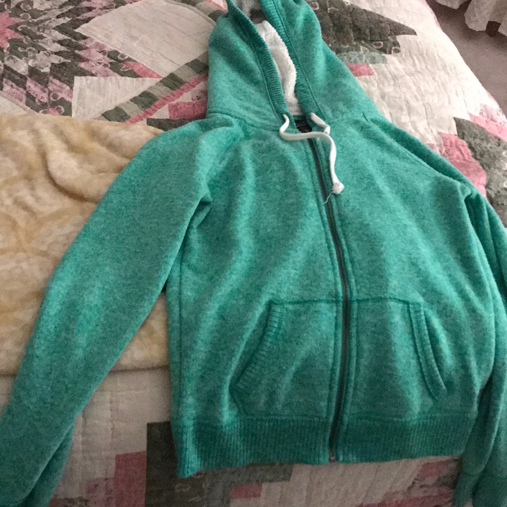 Green American eagle zip up sweatshirt